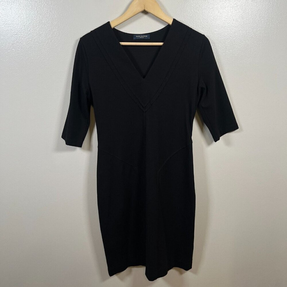 Piazza Sempione Sheath Dress Size IT 44 US 8 Black Career Work Office Side Zip
